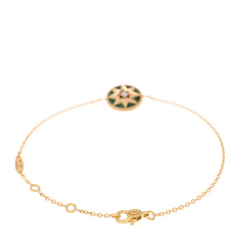 CHRISTIAN DIOR 18K Yellow Gold Diamond Malachite Rose Des Vents Bracelet