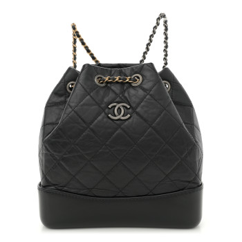 CHANEL Aged Calfskin Quilted Small Gabrielle Backpack Black