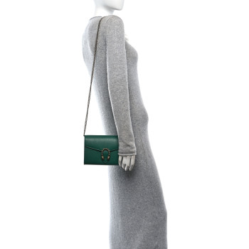 GUCCI Calfskin Mini Dionysus Chain Wallet Emerald