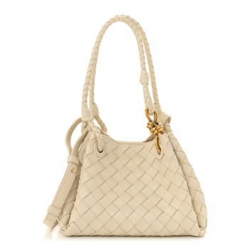 BOTTEGA VENETA Nappa Intrecciato Small Parachute Shoulder Bag Sea Salt