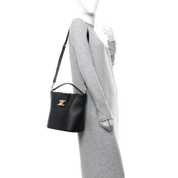 CELINE Smooth Calfskin Triomphe Medium Louise Bag Black