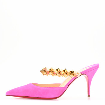 CHRISTIAN LOUBOUTIN Veau Velours Specchio Planet Choc 80 Mule 38.5 Diva Pink