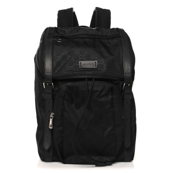 GUCCI Nylon Monogram Medium Light Double Buckle Backpack Black