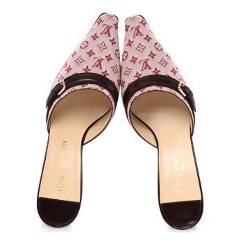 LOUIS VUITTON Monogram Mini Lin Mules 38 Cherry