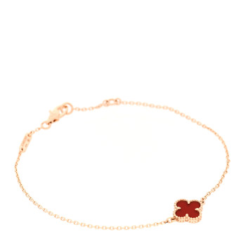 VAN CLEEF & ARPELS 18K Rose Gold Carnelian Sweet Alhambra Bracelet