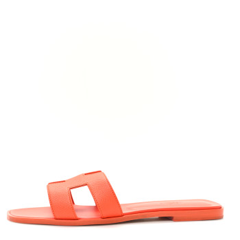 HERMES Epsom Oran Sandals 40.5 Orange Poppy