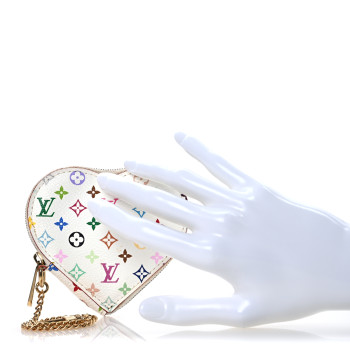 LOUIS VUITTON Monogram Multicolor Coeur Heart Coin Purse White