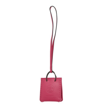HERMES Milo Lambskin Swift Shopping Bag Charm Rose Mexico