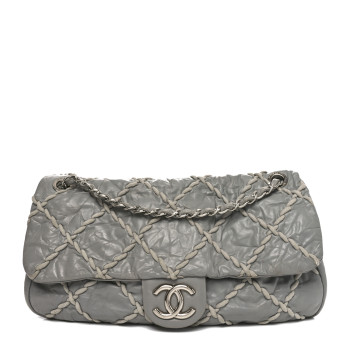 CHANEL Calfskin Ultra Stitch Oversized Flap Grey