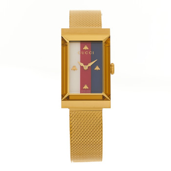 GUCCI Stainless Steel 14mm Web G-Frame Quartz Watch Gold