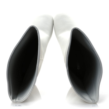 MIU MIU Calfskin Knee High Heel Boot 38 White