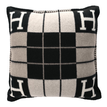 HERMES Wool Cashmere Avalon III Pillow PM Ecru Black