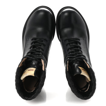 GUCCI Apollo Calfskin GG Supreme Nappa Samoa Quilted Lace Up Ankle Boots 40 Black