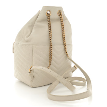 SAINT LAURENT Lambskin Matelasse Monogram Joe Backpack Cream