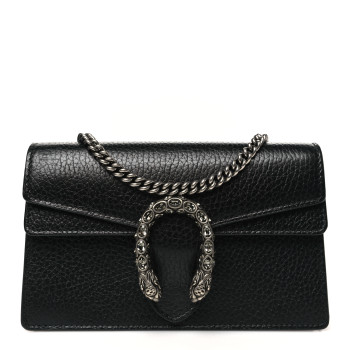 GUCCI Calfskin Super Mini Dionysus Shoulder Bag Black