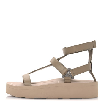HERMES Calfskin Womens Enid Sandals 41 Argile