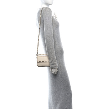 VALENTINO GARAVANI Calfskin Rockstud Crossbody Pouch Light Ivory