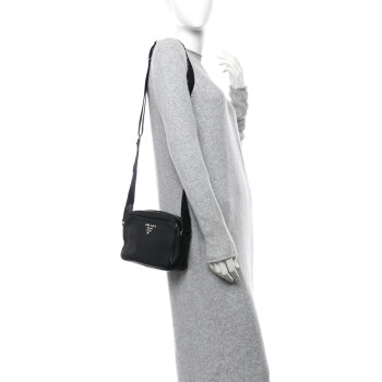 PRADA Vitello Daino Camera Crossbody Black