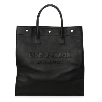 SAINT LAURENT Calfskin Rive Gauche North South Tote Black