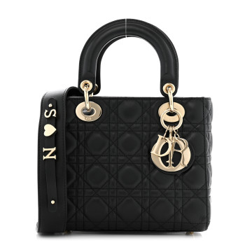 CHRISTIAN DIOR Lambskin Cannage Small My ABCDior Lady Dior Black