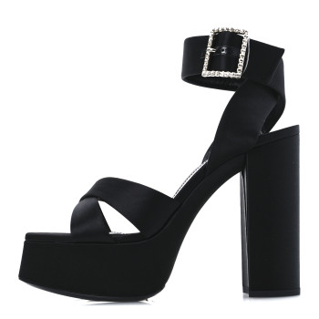SAINT LAURENT Crepe Satin Biance 85 Platform Sandals 39 Black