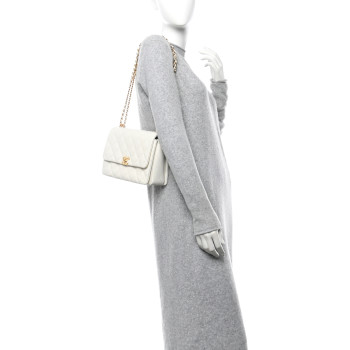 CHANEL Caviar Quilted Coco First Flap White