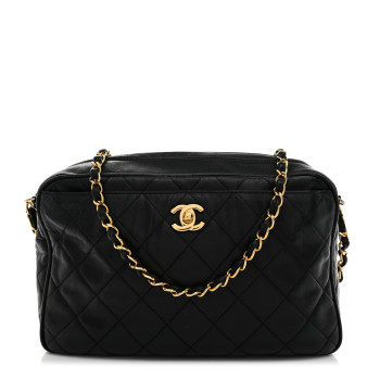 CHANEL Lambskin Quilted Camera Case Black
