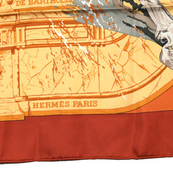 HERMES Silk La Fontaine De Bartholdi Scarf 90