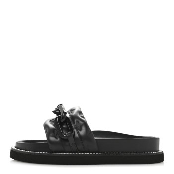 LOUIS VUITTON Calfskin Embossed Monogram Sunset Flat Comfort Mule 37 Black
