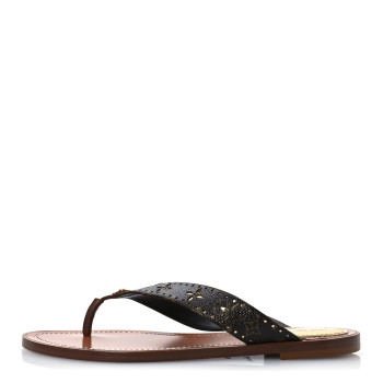 LOUIS VUITTON Monogram Sunny Flat Thong Sandals 38 Brown