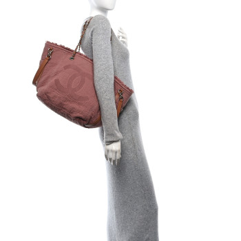 CHANEL Canvas Small Double Face Shopping Tote Pink