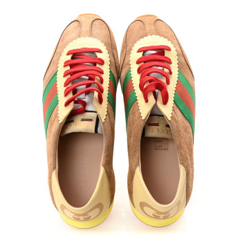 GUCCI Suede Web Mens Rocket Sneakers 8 Nocciola Burro