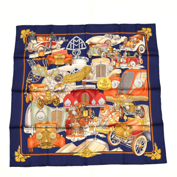 HERMES Silk Automobile Scarf 90