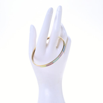 HERMES Enamel Printed Couvertures Et Tenues De Jour Narrow Bracelet 70 Bleu Pink Multicolor