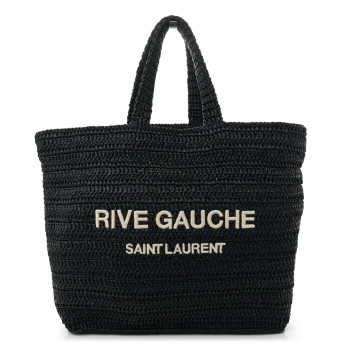 SAINT LAURENT Raffia Rive Gauche Tote Black