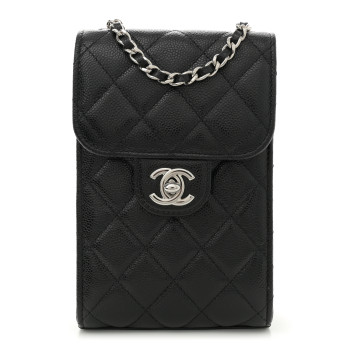 CHANEL Caviar Quilted Classic Phone Holder Black