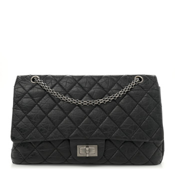 CHANEL Aged Calfskin Quilted 2.55 Reissue 227 Flap Black