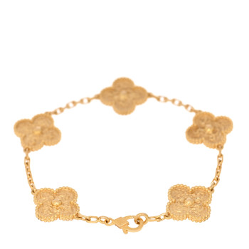 VAN CLEEF & ARPELS 18K Yellow Gold 5 Motifs Vintage Alhambra Bracelet