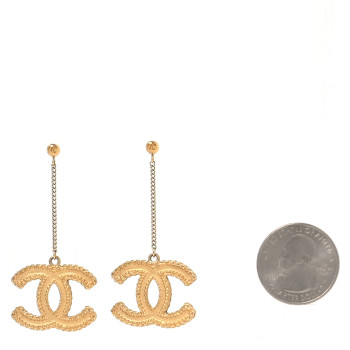 CHANEL CC Drop Earrings Matte Gold