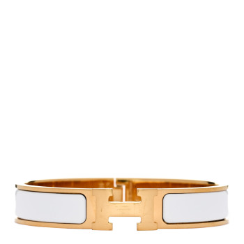 HERMES Enamel Narrow Clic Clac H Bracelet GM White