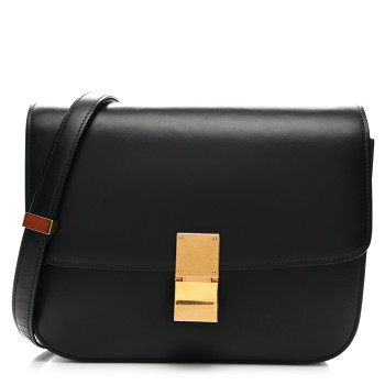 CELINE Box Calfskin Medium Classic Box Flap Bag Black