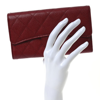 CHANEL Caviar Quilted Large Flap Wallet Red