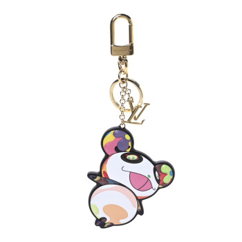 LOUIS VUITTON LV x TM Cowhide Monogram Superflat Panda Key Ring Bag Charm Multicolor