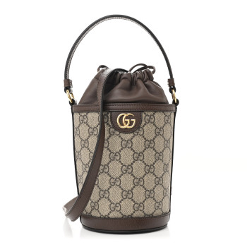 GUCCI GG Supreme Monogram Ophidia Mini Bucket Bag Beige Ebony