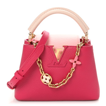 LOUIS VUITTON Taurillon Flower Chain Capucines Mini Rose Pondicherry