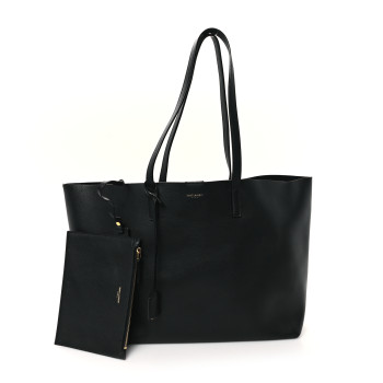 SAINT LAURENT Calfskin Large Shopping Tote Black