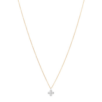 TIFFANY 18K Yellow Gold Platinum Diamond Cruciform Cross Pendant Necklace