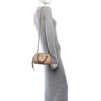 GUCCI Calfskin GG Matelasse Mini Bowler Bag Naturale