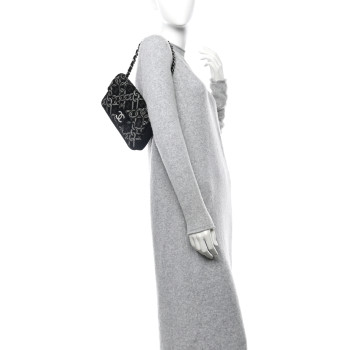 CHANEL Tweed CC Cruise Small Chain Flap Black Silver