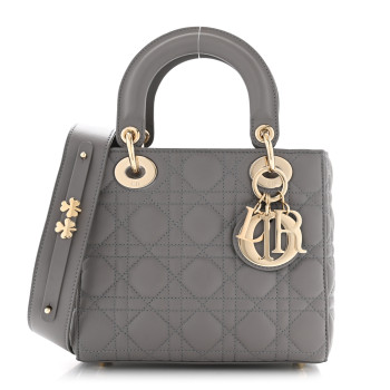 CHRISTIAN DIOR Lambskin Cannage Small My ABCDior Lady Dior Grey